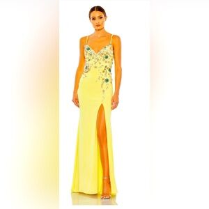 Mac Duggal MULTI COLOR BEADED FLORAL CAMI GOWN size 8 NEW $398